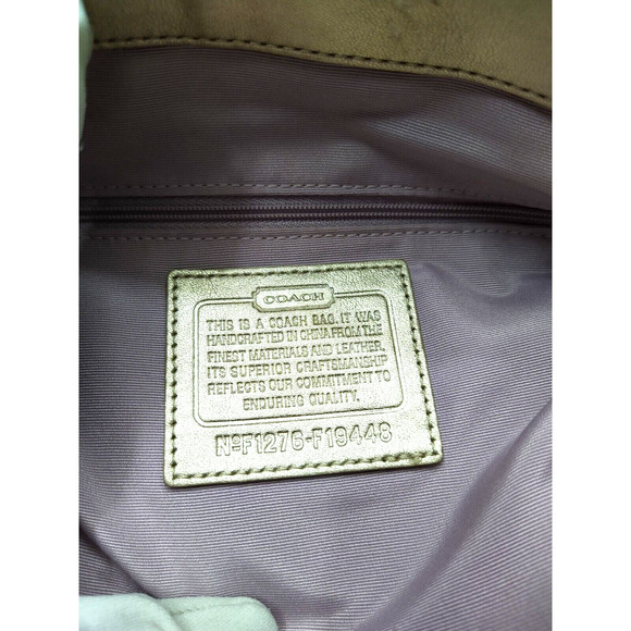 Coach Signature Metallic Gold Leather Buckle Satchel Shoulder Bag - Picture 11 of 12